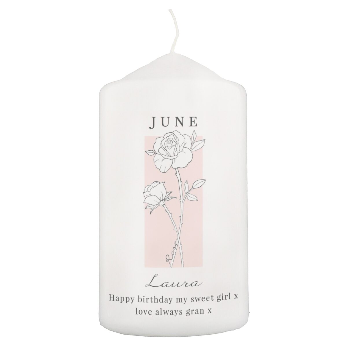 Personalised Birth Flower Pillar Candle: 9 - Candles By Gift Moments