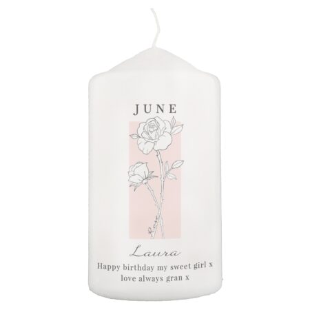 Personalised Birth Flower Pillar Candle: 9 - Candles By Gift Moments