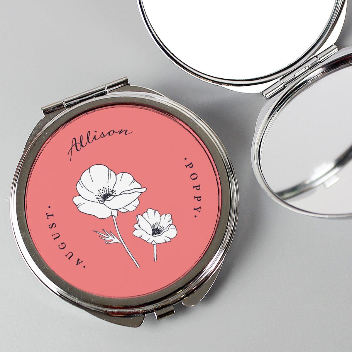 Personalised Birth Flower Round Compact Mirror: 10 - Compact Mirrors By Gift Moments