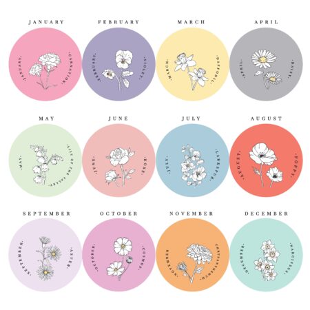 Personalised Birth Flower Round Compact Mirror: 3 - Compact Mirrors By Gift Moments