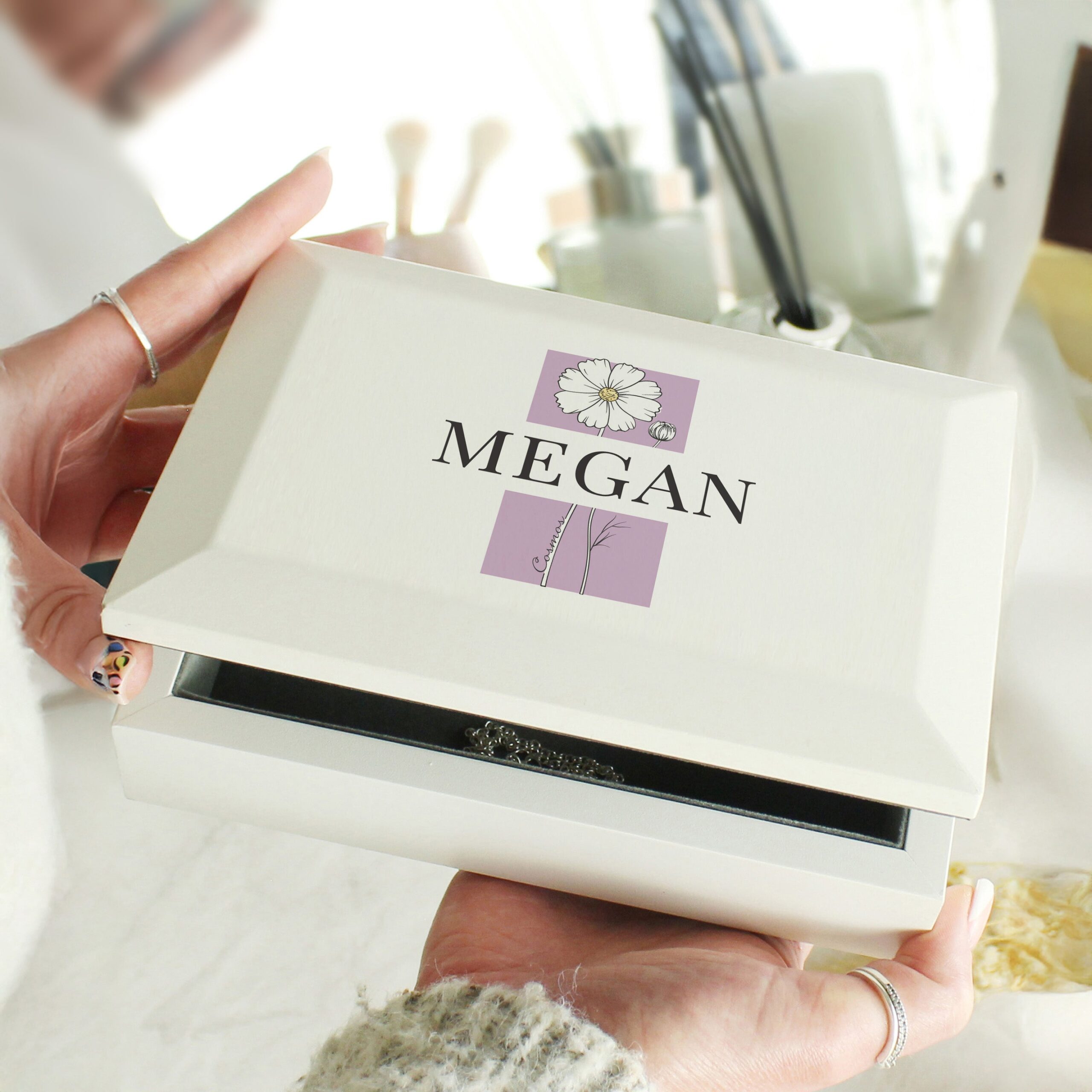 Personalised Birth Flower Wooden Jewellery Box: 1 - Jewellery Boxes By Gift Moments