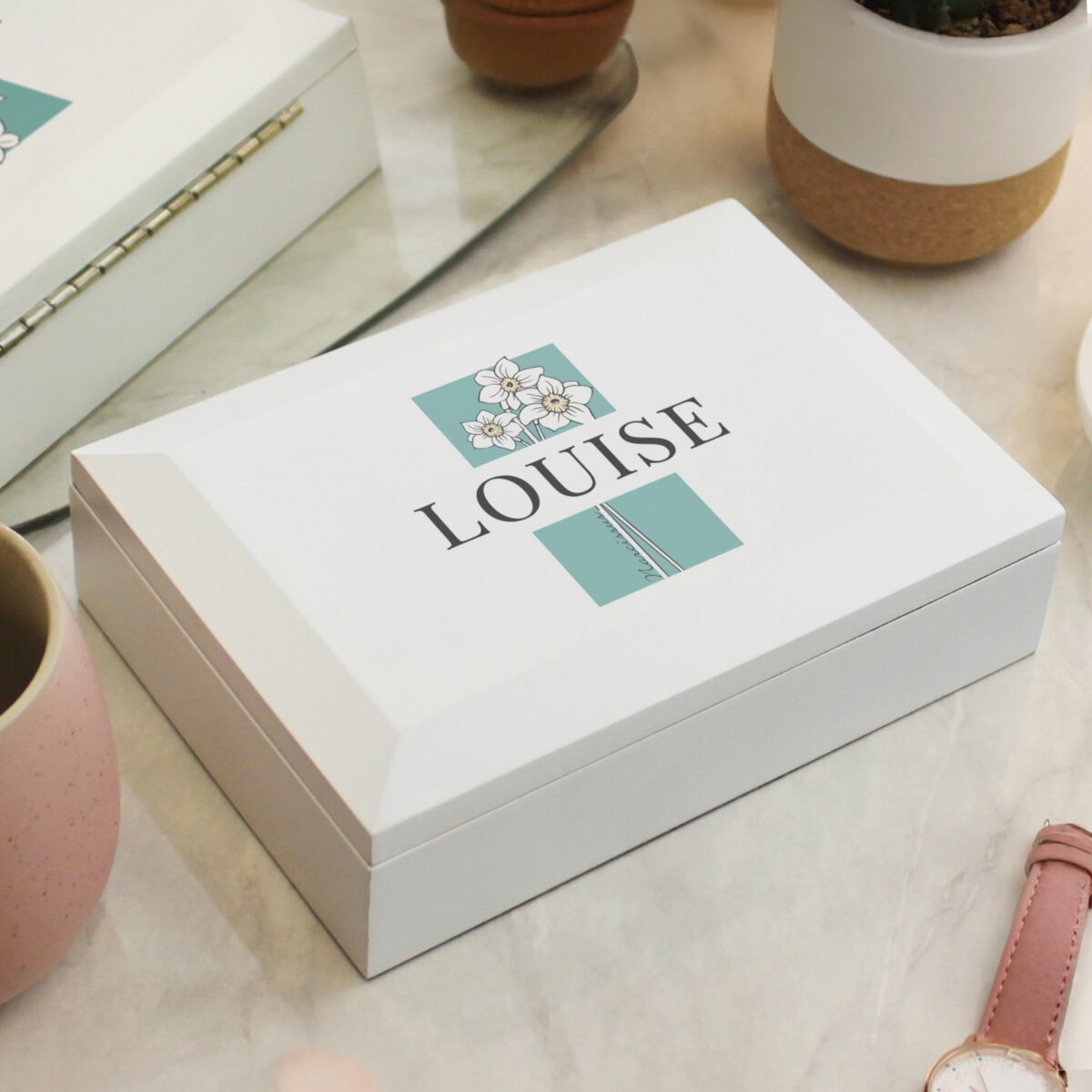Personalised Birth Flower Wooden Jewellery Box: 4 - Jewellery Boxes By Gift Moments