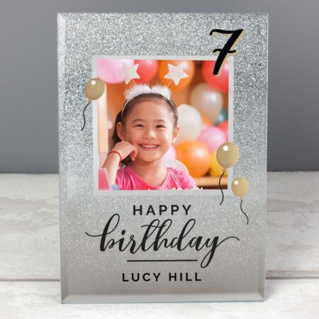 Personalised Birthday 4x4 Glitter Glass Photo Frame: 4 - Photo Frames By Gift Moments