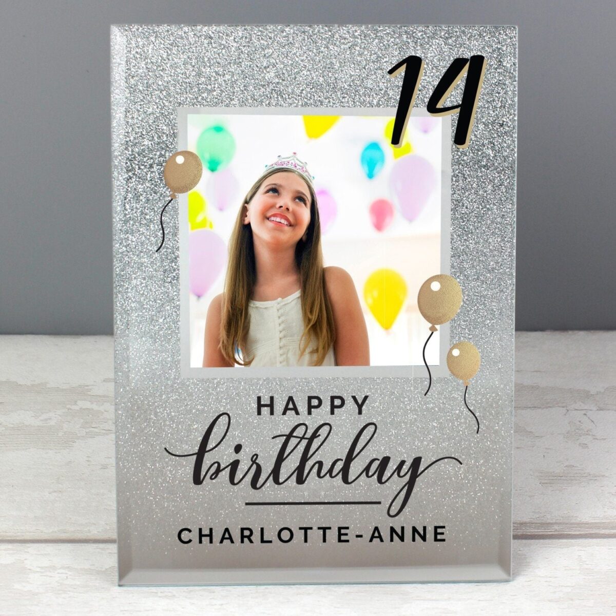 Personalised Birthday 4x4 Glitter Glass Photo Frame: 1 - Photo Frames By Gift Moments