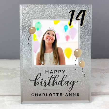 Personalised Birthday 4x4 Glitter Glass Photo Frame: 1 - Photo Frames By Gift Moments