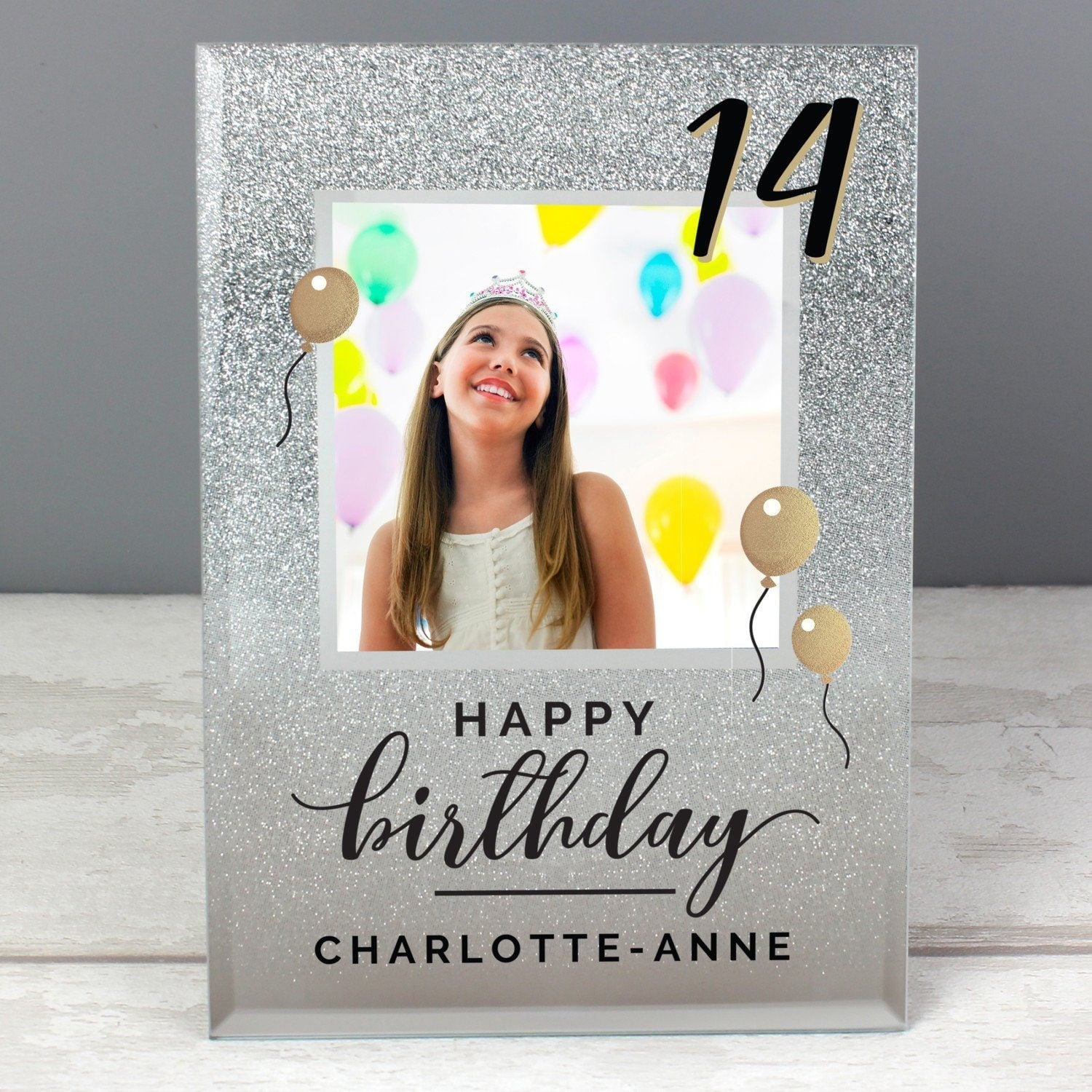 Personalised Birthday 4x4 Glitter Glass Photo Frame: 1 - Photo Frames By Gift Moments