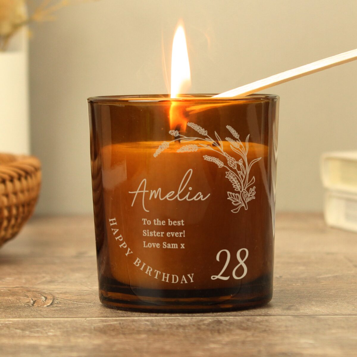 Personalised Birthday Amber Glass Candle: 3 - Candles By Gift Moments