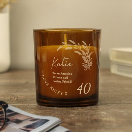 Personalised Birthday Amber Glass Candle: 7 - Candles By Gift Moments