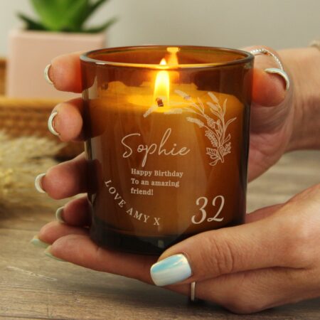 Personalised Birthday Amber Glass Candle: 4 - Candles By Gift Moments