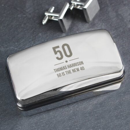 Personalised Birthday Big Age Cufflink Box: 1 - Cufflink Boxes By Gift Moments