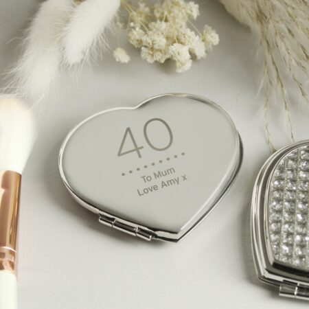 Personalised Birthday Big Age Diamante Heart Compact Mirror: 3 - Compact Mirrors By Gift Moments