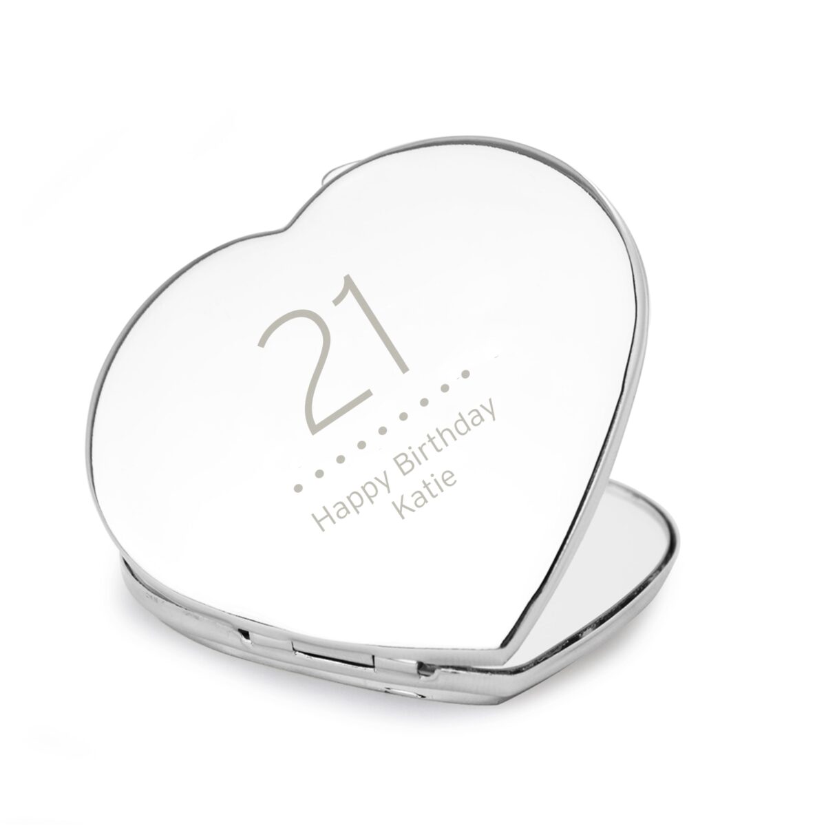 Personalised Birthday Big Age Diamante Heart Compact Mirror: 5 - Compact Mirrors By Gift Moments