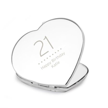 Personalised Birthday Big Age Diamante Heart Compact Mirror: 5 - Compact Mirrors By Gift Moments