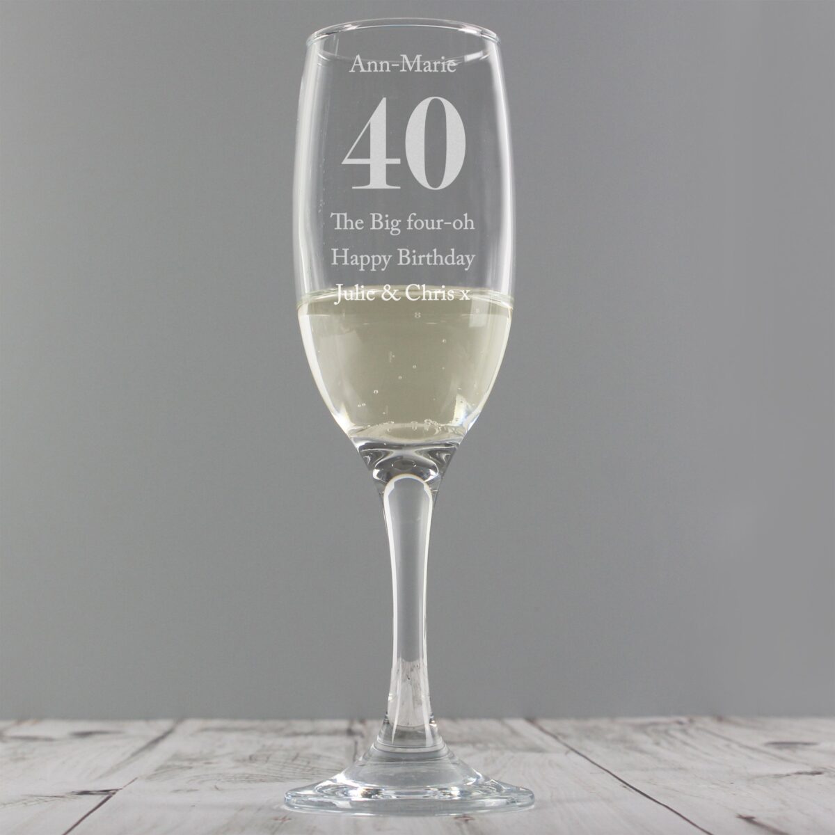 Personalised Birthday Big Age Flute: 8 - Champagne Flutes By Gift Moments