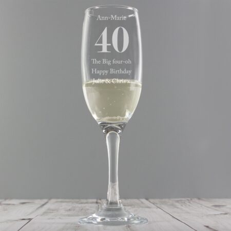Personalised Birthday Big Age Flute: 8 - Champagne Flutes By Gift Moments