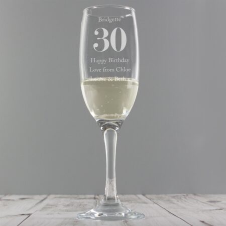 Personalised Birthday Big Age Flute: 4 - Champagne Flutes By Gift Moments