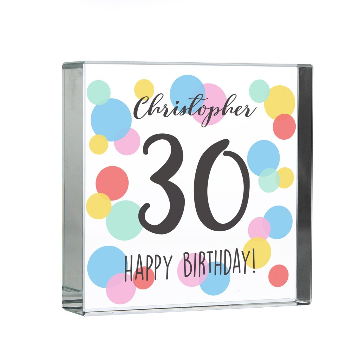 Personalised Birthday Colour Confetti Crystal Token: 3 - Crystal Tokens By Gift Moments