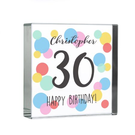 Personalised Birthday Colour Confetti Crystal Token: 3 - Crystal Tokens By Gift Moments