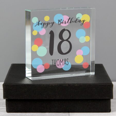 Personalised Birthday Colour Confetti Crystal Token: 1 - Crystal Tokens By Gift Moments
