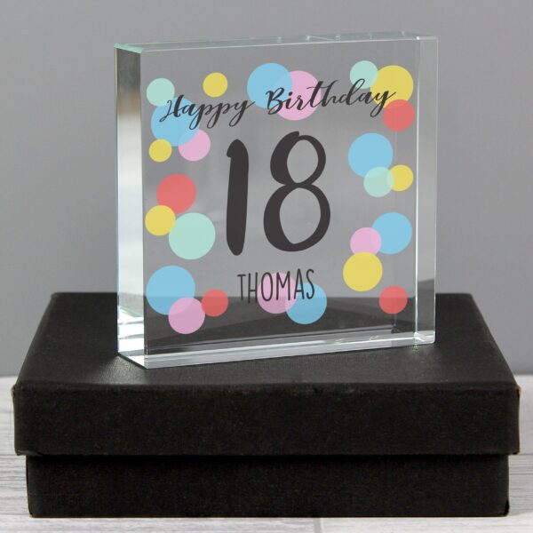 Personalised Birthday Colour Confetti Crystal Token: 1 - Crystal Tokens By Gift Moments