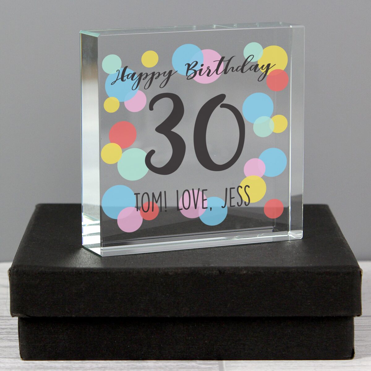 Personalised Birthday Colour Confetti Crystal Token: 4 - Crystal Tokens By Gift Moments