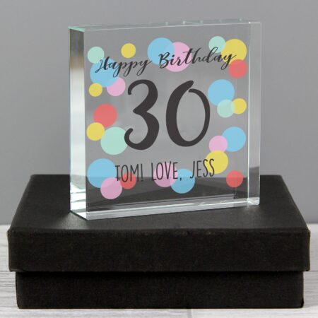 Personalised Birthday Colour Confetti Crystal Token: 4 - Crystal Tokens By Gift Moments