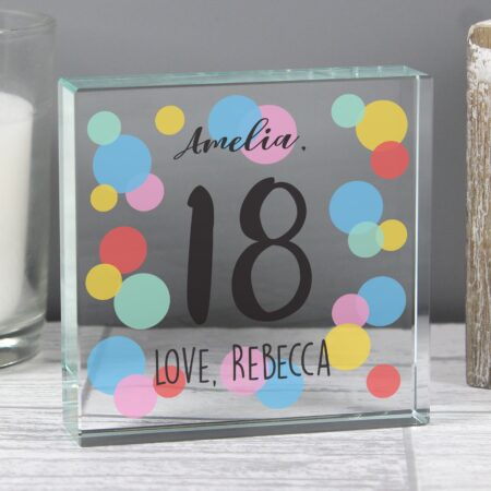 Personalised Birthday Colour Confetti Crystal Token: 2 - Crystal Tokens By Gift Moments