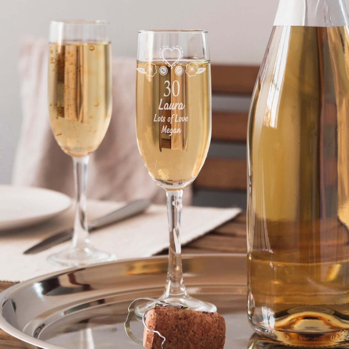 Personalised Birthday Craft Flute Glass: 2 - Champagne Flutes By Gift Moments