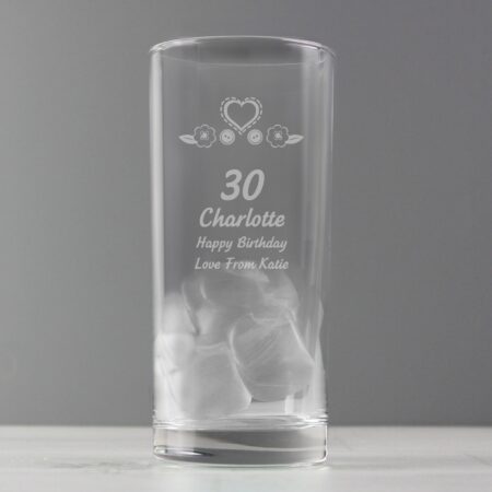 Personalised Birthday Craft Hi Ball Glass: 2 - Highball Glasses By Gift Moments