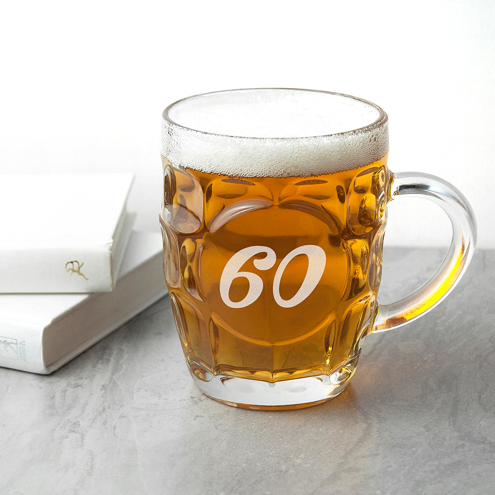 Personalised Birthday Dimpled Beer Glass: 1 - Beer Glasses By Gift Moments