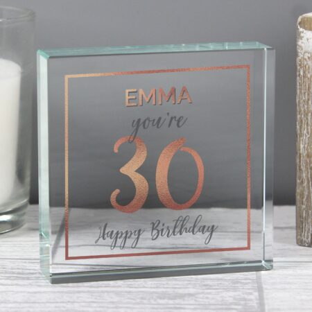 Personalised Birthday Rose Gold Crystal Token: 3 - Crystal Tokens By Gift Moments