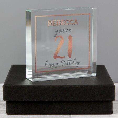 Personalised Birthday Rose Gold Crystal Token: 1 - Crystal Tokens By Gift Moments