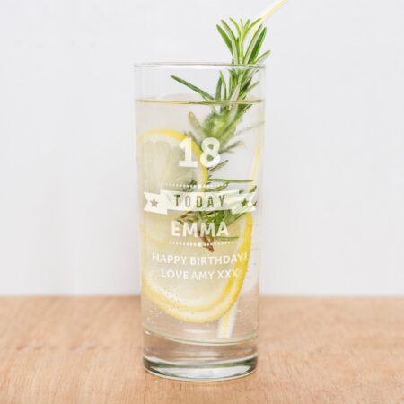 Personalised Birthday Star Hi Ball Glass: 2 - Highball Glasses By Gift Moments