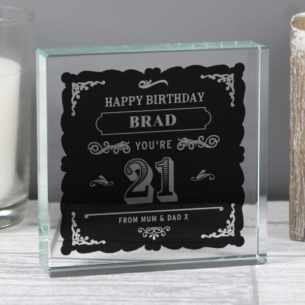 Personalised Birthday Vintage Typography Crystal Token: 2 - Crystal Tokens By Gift Moments