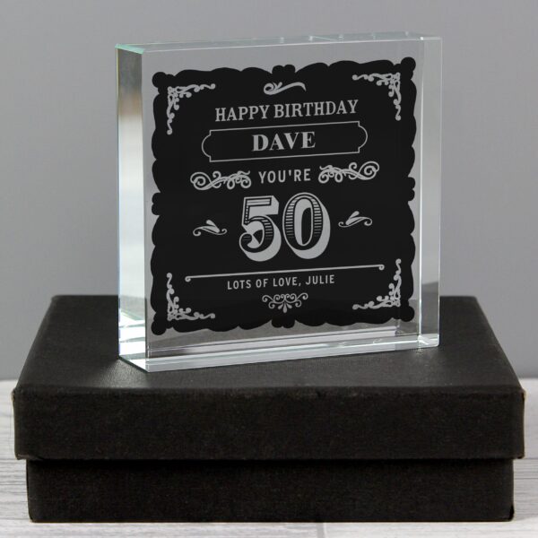 Personalised Birthday Vintage Typography Crystal Token: 1 - Crystal Tokens By Gift Moments