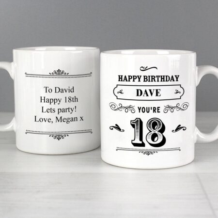 Personalised Birthday Vintage Typography Mug: 1 - Mugs By Gift Moments