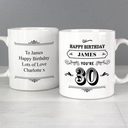 Personalised Birthday Vintage Typography Mug: 3 - Mugs By Gift Moments