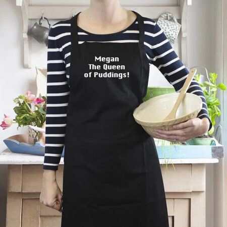 Personalised Black Apron: 2 - Aprons By Gift Moments