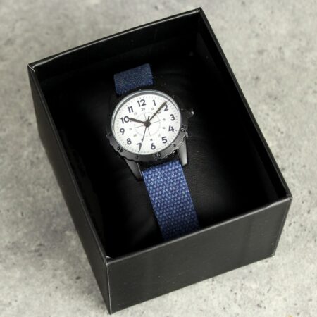 Personalised Black with Blue Canvas Strap Boys Watch: 3 - Watches By Gift Moments