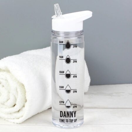 Personalised Black ’Hydration Tracker’ Water Bottle: 1 - Water Bottles By Gift Moments