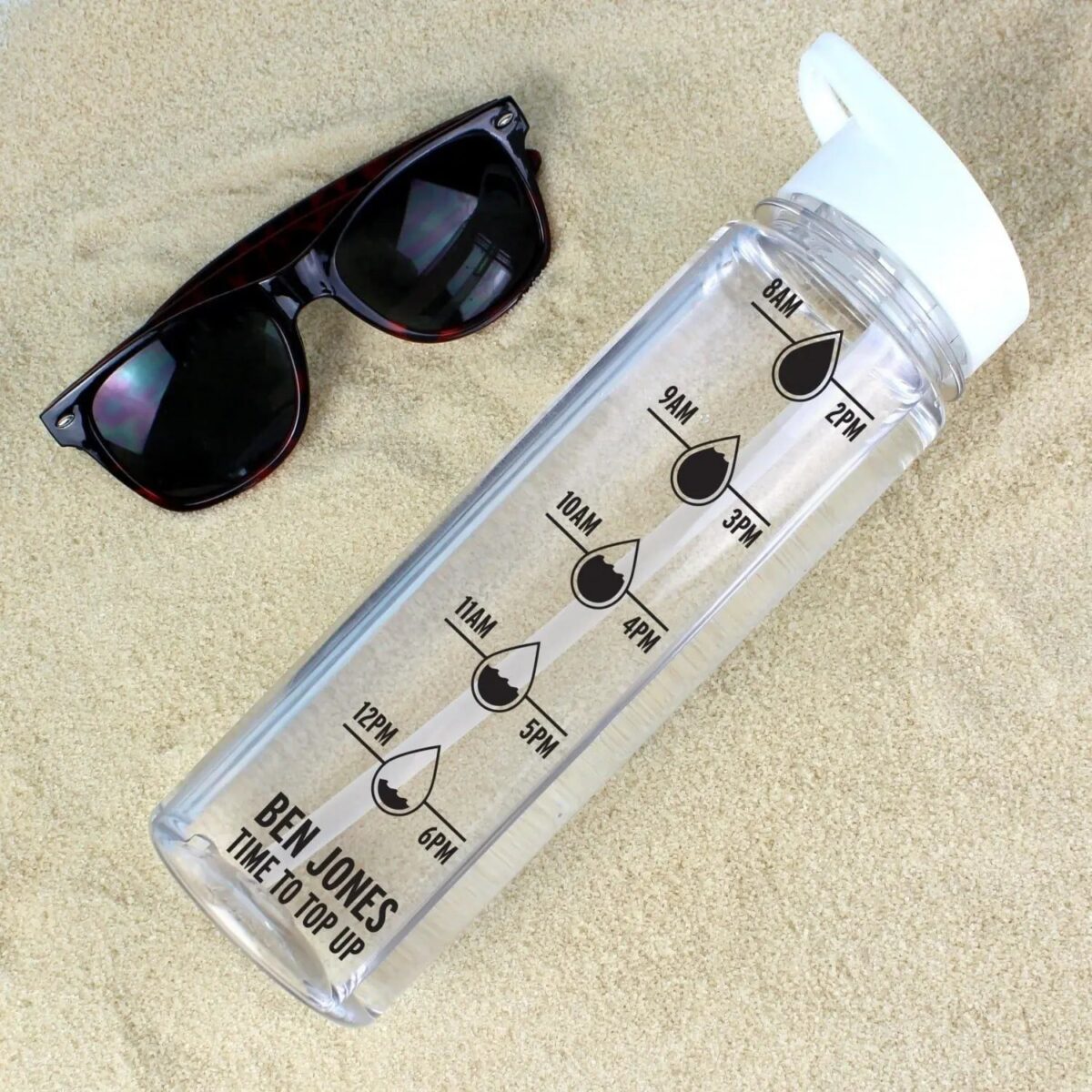 Personalised Black ’Hydration Tracker’ Water Bottle: 2 - Water Bottles By Gift Moments