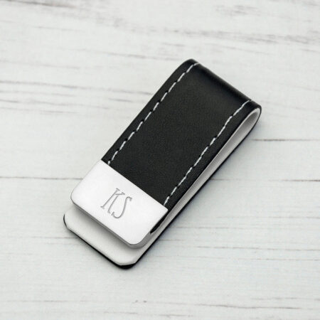 Personalised Black Leather Money Clip: 3 - Wallets & Money Clips By Gift Moments
