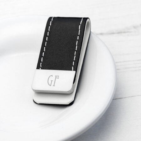 Personalised Black Leather Money Clip: 2 - Wallets & Money Clips By Gift Moments