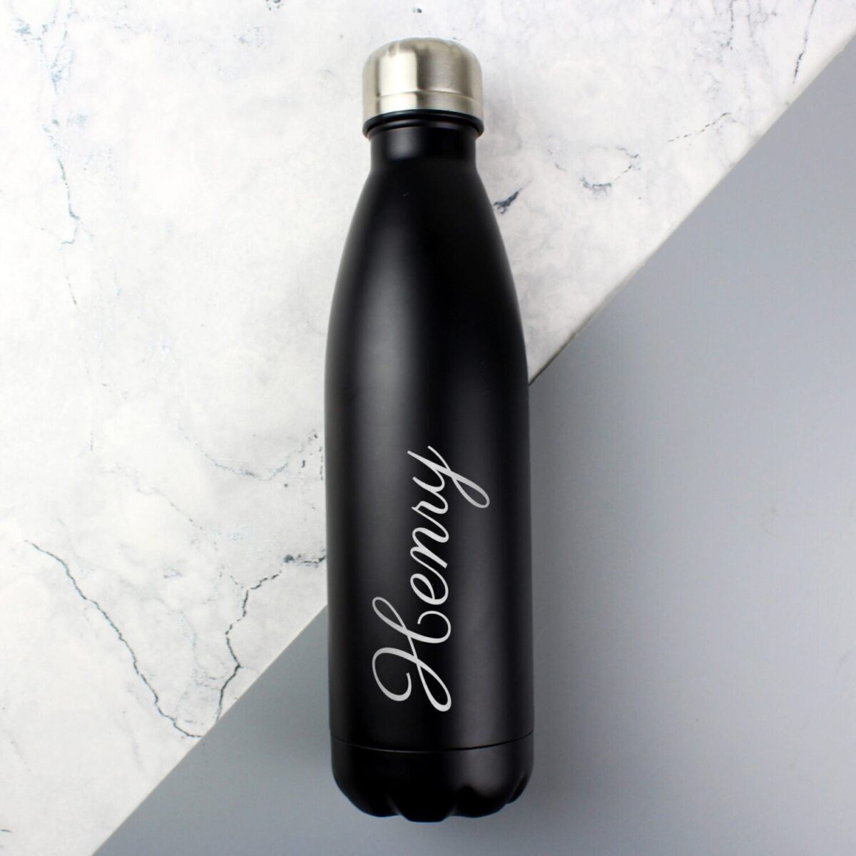 Personalised Black Metal Insulated Drinks Bottle: 4 - Water Bottles By Gift Moments