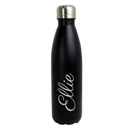 Personalised Black Metal Insulated Drinks Bottle: 6 - Water Bottles By Gift Moments