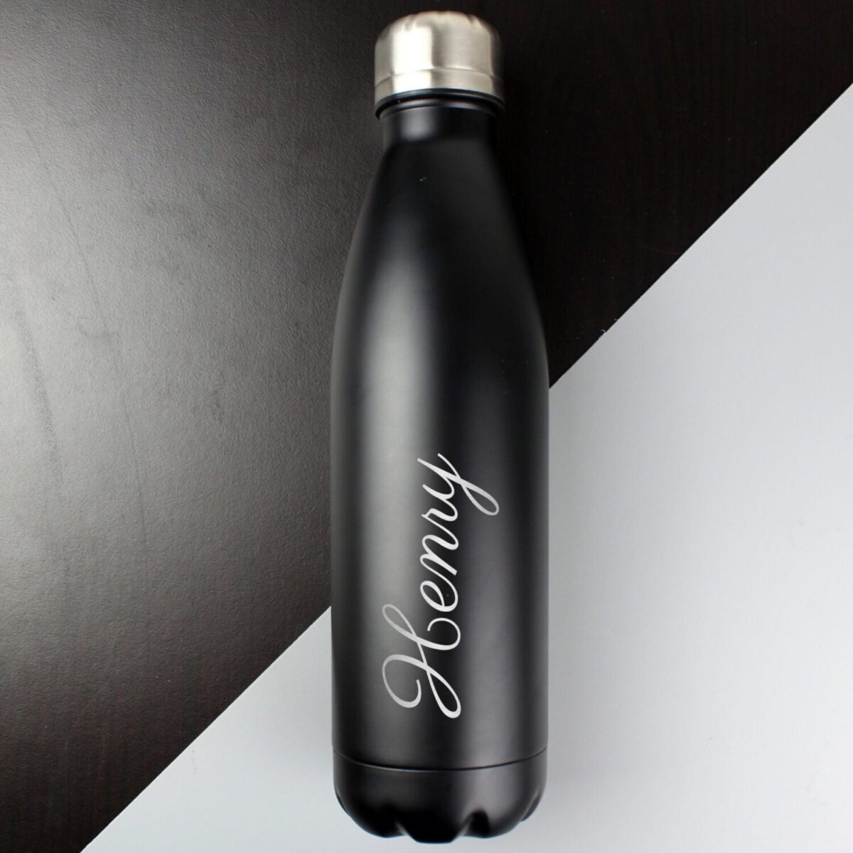 Personalised Black Metal Insulated Drinks Bottle: 2 - Water Bottles By Gift Moments