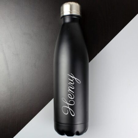 Personalised Black Metal Insulated Drinks Bottle: 2 - Water Bottles By Gift Moments