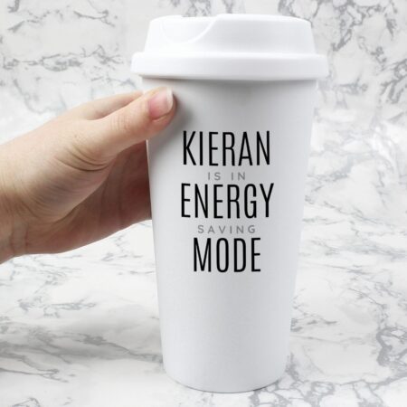 Personalised Black Text Slogan Insulated Reusable Eco Travel Cup: 1 - Travel Mugs By Gift Moments