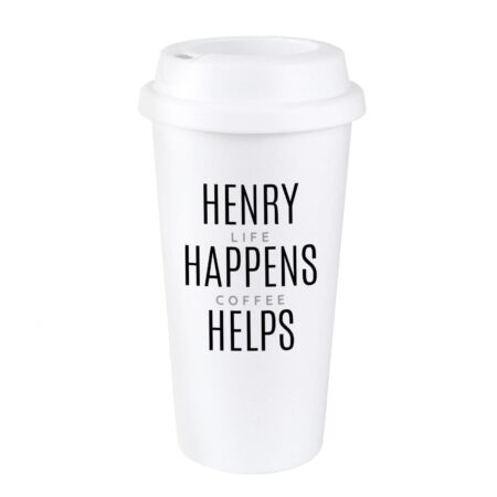 Personalised Black Text Slogan Insulated Reusable Eco Travel Cup: 5 - Travel Mugs By Gift Moments