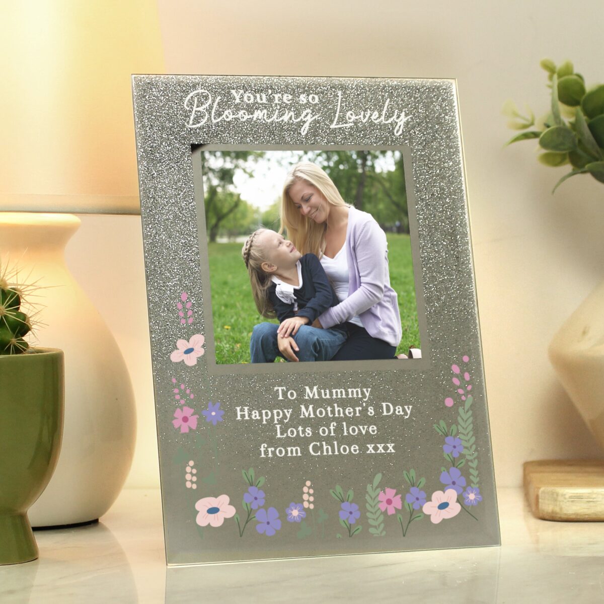 Personalised Blooming Lovely 6x4 Glitter Photo Frame: 3 - Photo Frames By Gift Moments